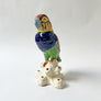 Vintage Ceramic Colorful Parrot Figurine and Flower Frog Made in Japan