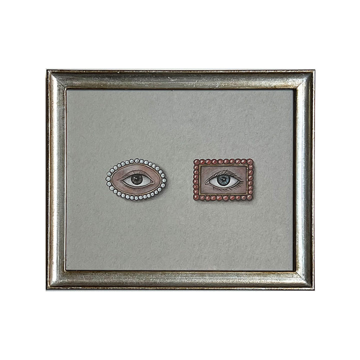 Don Carney Lover's Eyes with Coral & Pearl Beads Art Print in Silver Frame