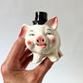 Vintage Pig in a Top Hat Ceramic Coin Bank Made in Japan