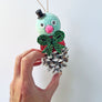 PATCH NYC Pinecone Snowman with a Green Bow Ornament