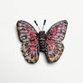 Beaded Pink Butterfly Embroidered Pin by Trovelore
