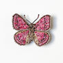 Beaded Pink Butterfly Embroidered Pin by Trovelore