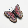 Beaded Pink Butterfly Embroidered Pin by Trovelore