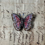 Beaded Pink Butterfly Embroidered Pin by Trovelore