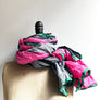 Pink with Grey & Black Stripe Wide Scarf