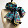 Teal, Red, Yellow, Black Plaid Flannel Scarf