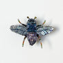 Beaded Blue & Lavender Bee Embroidered Pin by Trovelore