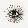 Beaded Radiant Brown Eye Embroidered Pin by Trovelore