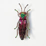 Beaded Rainbow Beetle Embroidered Pin by Trovelore