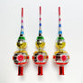 Rainbow Stripes Silver Spire Glass Tree Topper