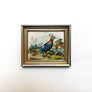 Exotic Bird in a Landscape Original Hand-Colored French Engraving in Vintage Frame