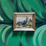 Exotic Bird in a Landscape Original Hand-Colored French Engraving in Vintage Frame