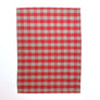 Big Check Linen Tea Towel in Red