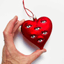 Surreal Red Heart with Eyes Glass Ornament