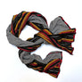 PATCH NYC Red, Mustard, Black Stripe with Grey & Black Gingham Mixed Fabric Scarf