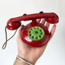 Vintage Big and Little Red Metal Toy Phones (Pair)
