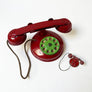 Vintage Big and Little Red Metal Toy Phones (Pair)