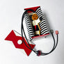 Polished Lucite Geometric Box: Red/Cream