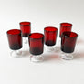 Vintage Cordial Glasses Red & Clear Made in France (Set of 6)