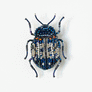 Beaded Deep Blue Beetle Embroidered Pin by Trovelore