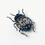 Beaded Deep Blue Beetle Embroidered Pin by Trovelore