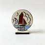 Vintage Quimper Ceramic Vase with a Boat & Man Made in France