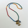 Color Block Beaded Necklace with Rustic Anchor Charm