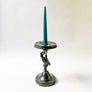 Aesthetic Movement Silver Plated Metal Candle Holder with Crane and "M" Monogram