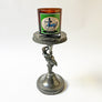 Aesthetic Movement Silver Plated Metal Candle Holder with Crane and "M" Monogram