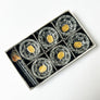 Vintage Bohemia Glass Salt Cellars with Spoons (Set of 6) in Original Box Made in Czechoslovakia