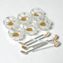 Vintage Bohemia Glass Salt Cellars with Spoons (Set of 6) in Original Box Made in Czechoslovakia