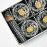 Vintage Bohemia Glass Salt Cellars with Spoons (Set of 6) in Original Box Made in Czechoslovakia