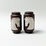 Waylande Gregory Salt & Pepper Shakers with White Horses on Matte Brown (set of 2)