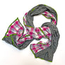 Pink/Grey Large Check & Grey Stripe Wide Scarf