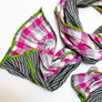 Pink/Grey Large Check & Grey Stripe Wide Scarf