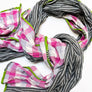 Pink/Grey Large Check & Grey Stripe Wide Scarf