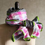 Pink/Grey Large Check & Grey Stripe Wide Scarf