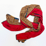 Red & Black, Brick, Yellow, Tan Plaid Wide Linen Scarf (D)