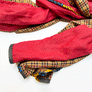 Red & Black, Brick, Yellow, Tan Plaid Wide Linen Scarf (D)