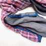 Grey & Pink, Blue, Red, Cream Plaid Wide Linen Scarf (E)