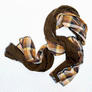 Brown & Amber, Brown, Cream, Rust Plaid Wide Linen Scarf (F)