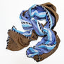 Blue Stripe & Cocoa Brown Wide Scarf