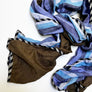 Blue Stripe & Cocoa Brown Wide Scarf