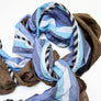 Blue Stripe & Cocoa Brown Wide Scarf
