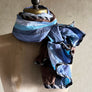 Blue Stripe & Cocoa Brown Wide Scarf