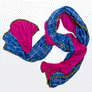 Berry & Blue, Pink Plaid Wide Linen Scarf (G)