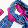 Berry & Blue, Pink Plaid Wide Linen Scarf (G)