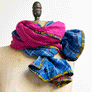 Berry & Blue, Pink Plaid Wide Linen Scarf (G)