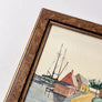 Vintage Original Seaside Scene Watercolor on Paper in Victorian Frame
