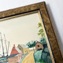 Vintage Original Seaside Scene Watercolor on Paper in Victorian Frame